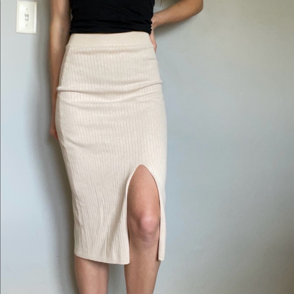 Free People Skyline Midi Skirt in Oatmeal Heather Small - Picture 7 of 8